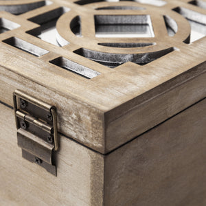 Estooki Set of 2 Natural Wood Mirrored Boxes