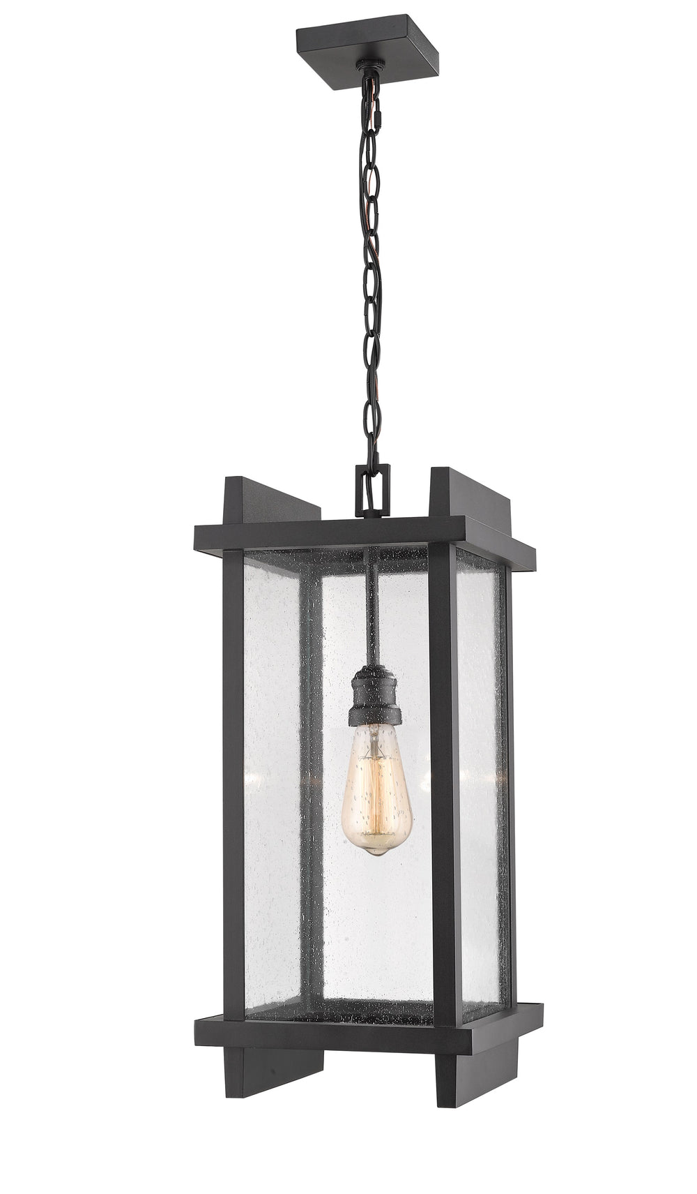 Fallow 1 Light Outdoor Chain Mount Ceiling Fixture in Black Finish