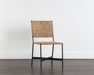 Omari Dining Chair - Black - Light Tan Leather