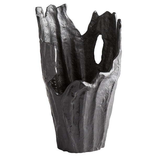 Pyroclastic 14in dia Vase in Noir