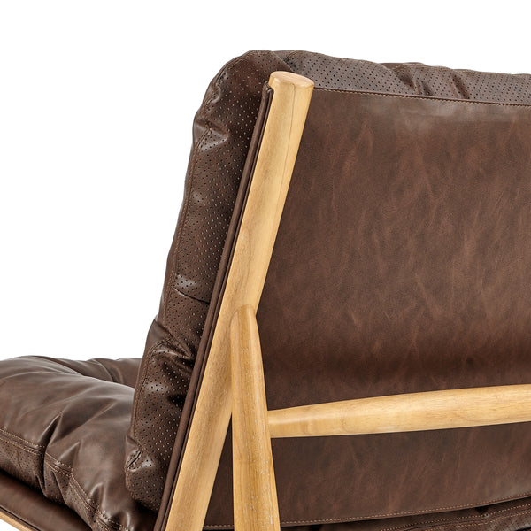 Oswald Faux Leather Tufted Accent Chair, Casa Brown