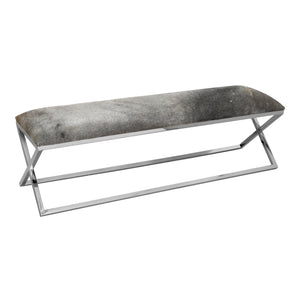 Moe's Rossi Bench in Grey with Stainless Frame