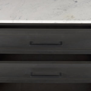 Divina Black-Brown Wood w/ White Marble Top and Black Metal Base Sideboard