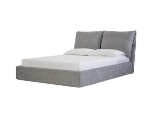 Plume Queen Bed in heather grey chenille