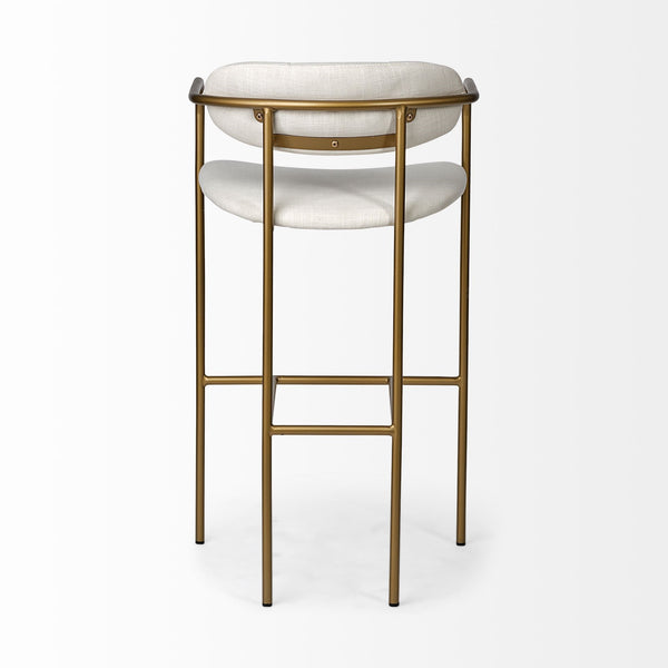 Parker 30" Seat Height Cream Fabric Seat Gold Metal Bar Stool