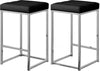 Pearl Stool In Black Faux Leather and Chrome