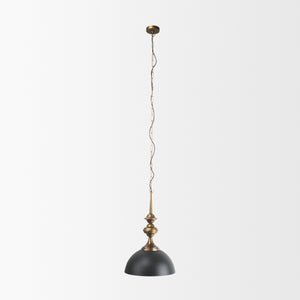 Willson 17.0L x 17.0W x 29.0H Black Iron W/Antique Brass Dome Pendant Light