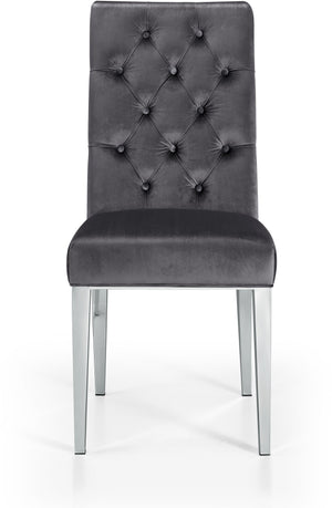 Pauline Dining Chair In Grey Velvet
