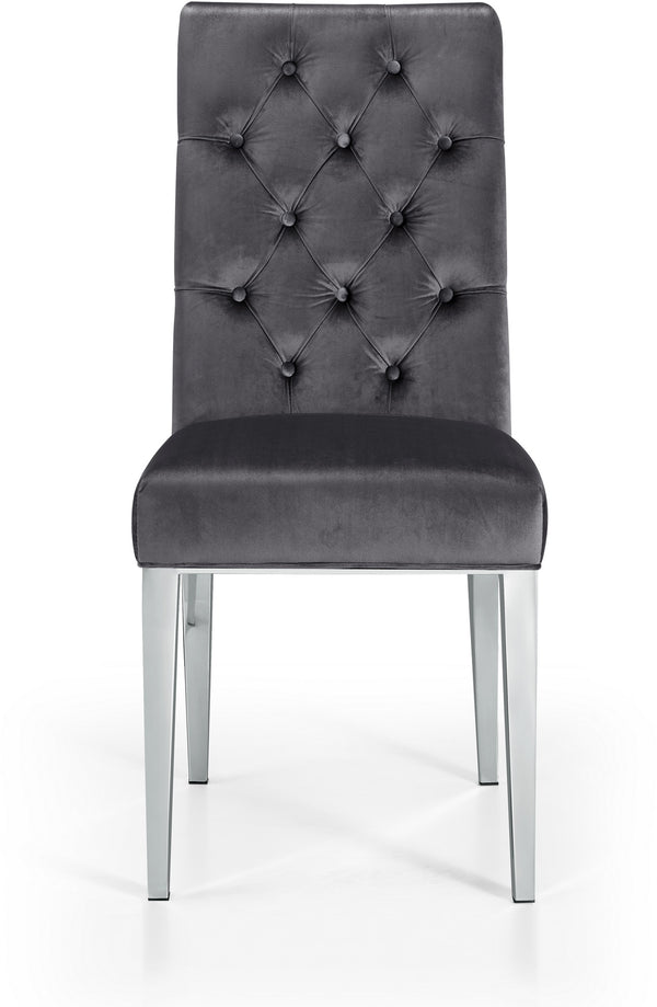 Pauline Dining Chair In Grey Velvet