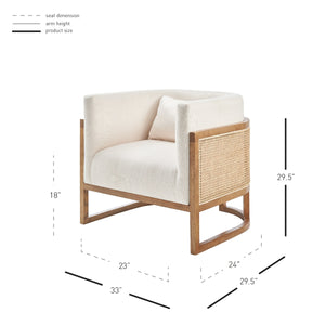 Velma Accent Arm Chair w/ Rattan, Shortbread/Natural