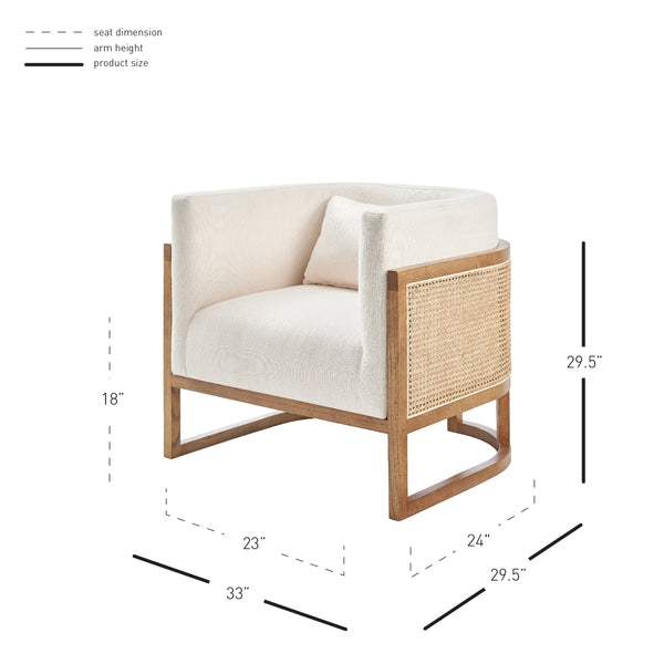 Velma Accent Arm Chair w/ Rattan, Shortbread/Natural