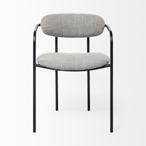 Parker Gray Fabric Seat Black Metal Dining Chair
