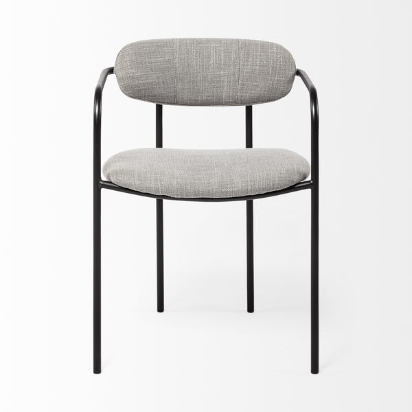 Parker Gray Fabric Seat Black Metal Dining Chair