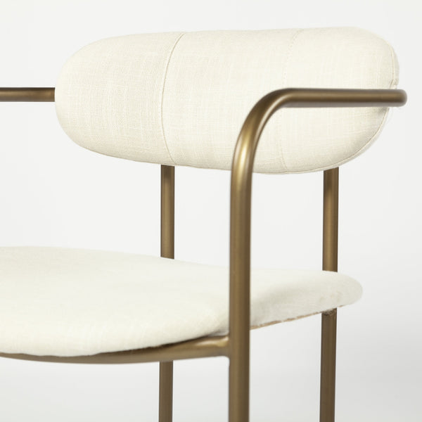 Parker  Cream Fabric Seat Gold Metal Counter Stool
