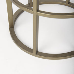 Gerson II Small Cage-Style Gold Metal Candle Holder Lantern
