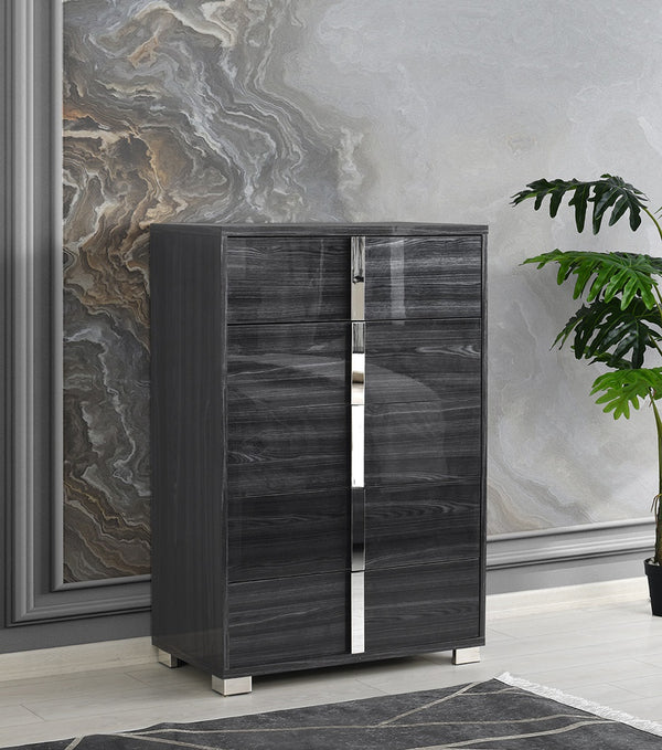 Giulia Night Stand Right Facing in Glossy Gray