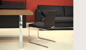 Aria flat chrome plated steel black leatherette