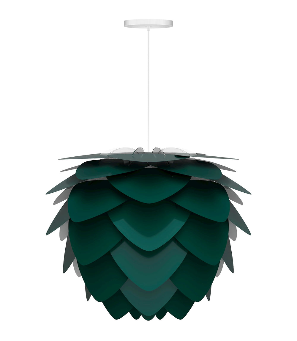 Aluvia Medium Hardwired Pendant in Forest with White Cord