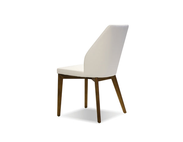 Totem Dining chair in white leatherette with walnut legs 