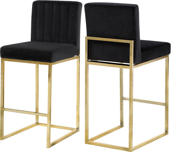 Joanna Stool In Black Velvet and Gold