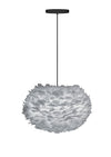 Eos Medium Hardwired Pendant in Grey with Black Cord