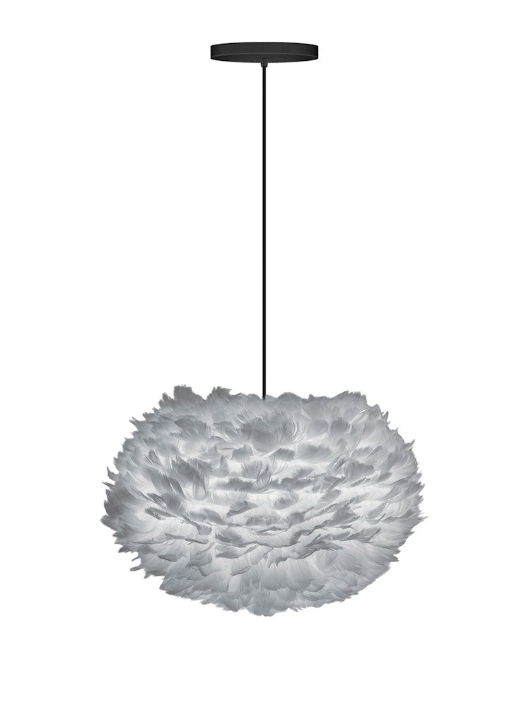 Eos Medium Hardwired Pendant in Grey with Black Cord