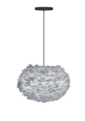 Eos Medium Hardwired Pendant in Grey with Black Cord