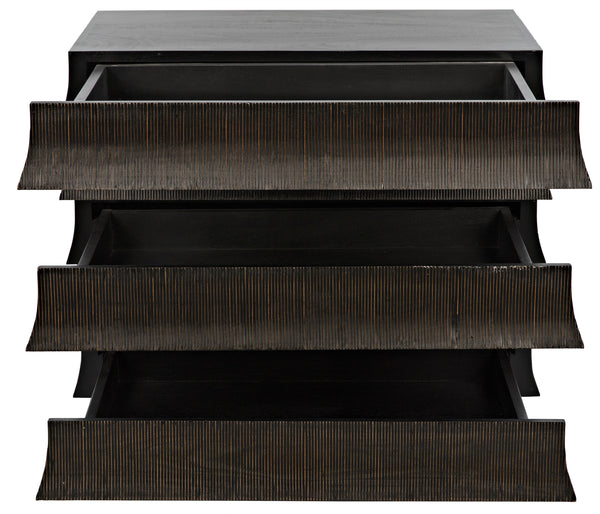 Ava Mahogany Dresser in Hand-Rubbed Black with Light Brown Highlights