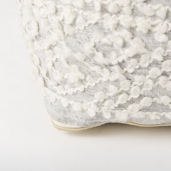 Farida 6.0L x 16.0W x 16.0H Light Gray Wool and Polyester Patterned Pouf