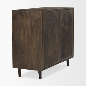 Tucker Dark Brown Wood w/ Carved Arch Pattern 2 Door Cabinet
