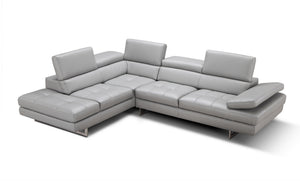 Eliza Italian Leather Sectional Light Grey In Left Hand Facing