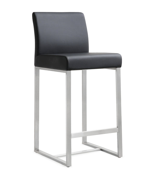 Denmark Black Stainless Steel Counter Stool (Set of 2)