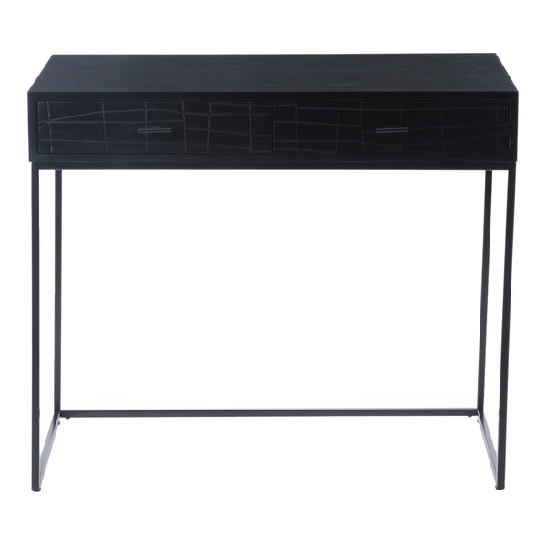 Atelier Desk Black with Acacia Wood & Iron Frame