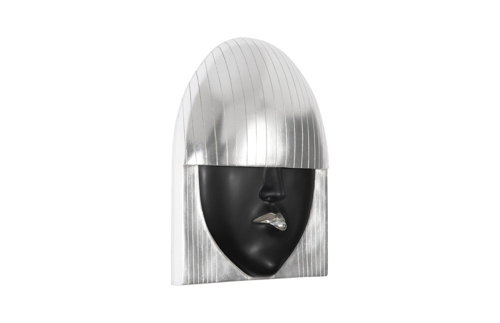 Fashion Faces Wall Art, Large, Pout, Black and Silver Leaf