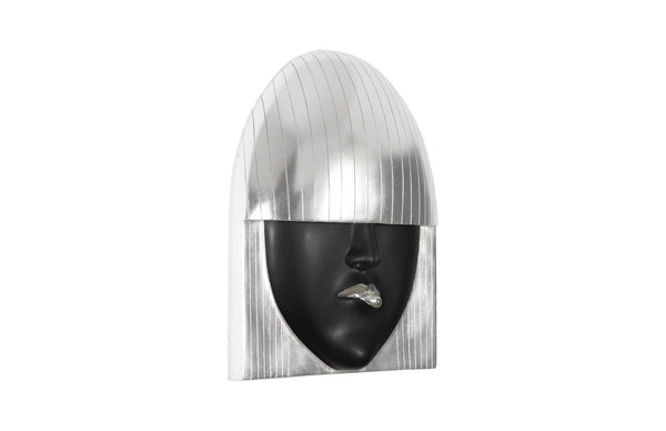 Fashion Faces Wall Art, Large, Pout, Black and Silver Leaf