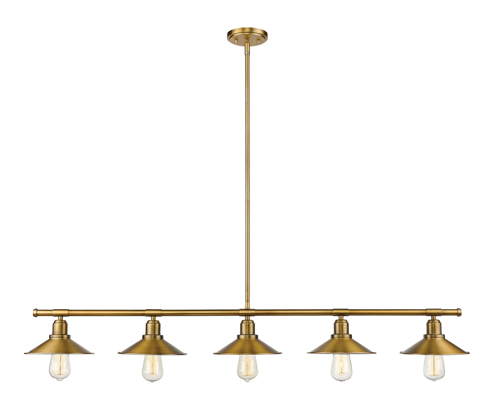 Casa 5 Light Island/Billiard in Factory Brass Finish