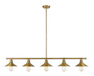 Casa 5 Light Island/Billiard in Factory Brass Finish