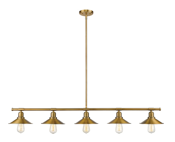 Casa 5 Light Island/Billiard in Factory Brass Finish