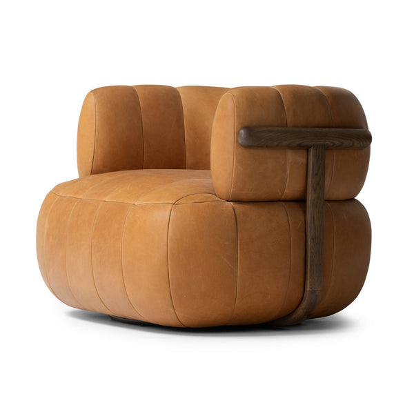 Doss Swivel Chair In Terra Brown Oak