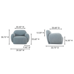 Moe's Hazel Lounge Chair in Light Blue Velvet