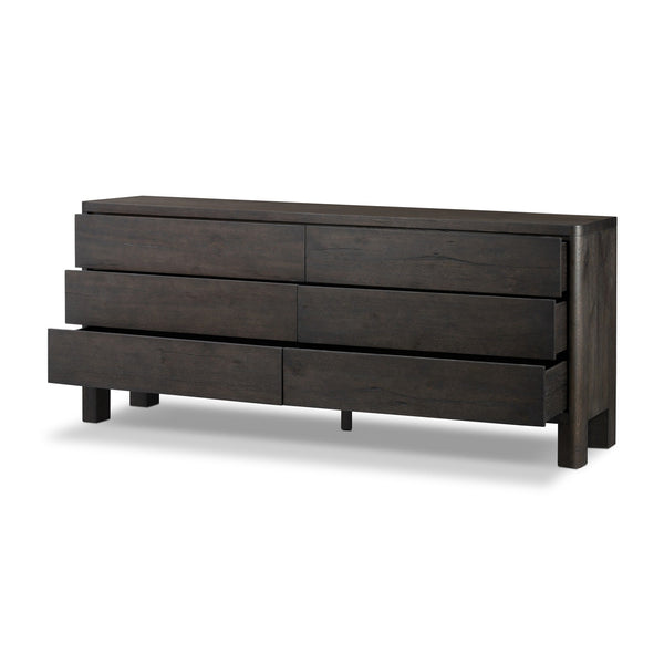 Noeline 6 Drawer Dresser In Smoked Black Oak Veneer