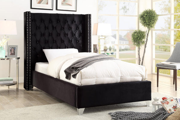 Isabel Twin Bed In Black Velvet