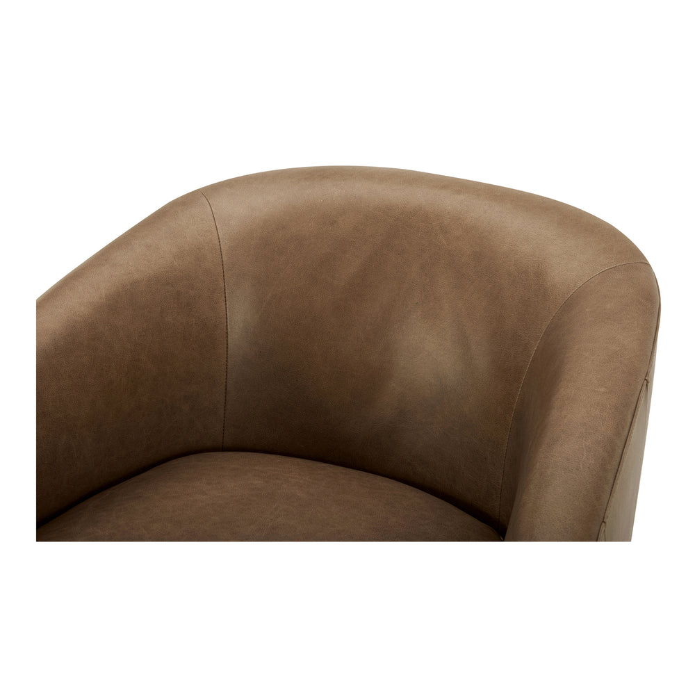 Moe's Oscy Leather Swivel Chair in Tan