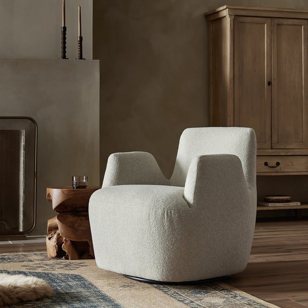 Reed Swivel Chair In Crete Pebble