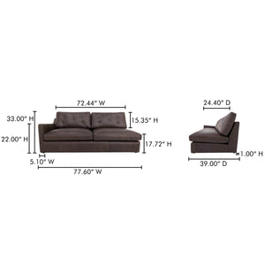 Thurlow Left Arm Facing Sofa in Espresso Leather