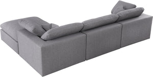 Carmen Cloud Modular Sectional In Grey Linen Fabric