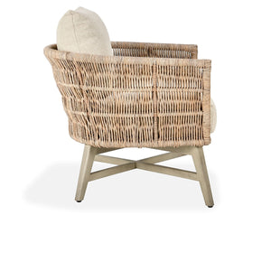 Collins Outdoor Accent Chair in Mango Wood and Olefin Fabric