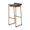 Givens 30.25" Seat Height Brown Wood Seat Gold Metal Base Stool