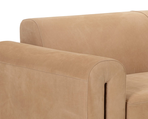 ROMER SOFA - DISTRESSED BROWN - NUBUCK TAN LEATHER