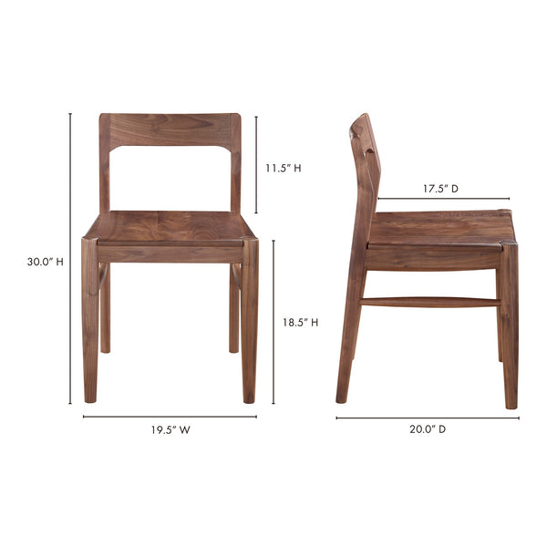 Moe's Owing Dining Chair Walnut Brown - Set of 2